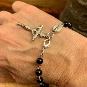 Glass Pearl Rosary Bracelet
Black Handmade